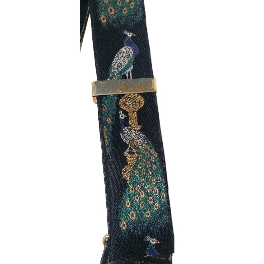 Trafalgar VG authentic black peacock urn feathers silk leather braces suspenders - Picture 14 of 16